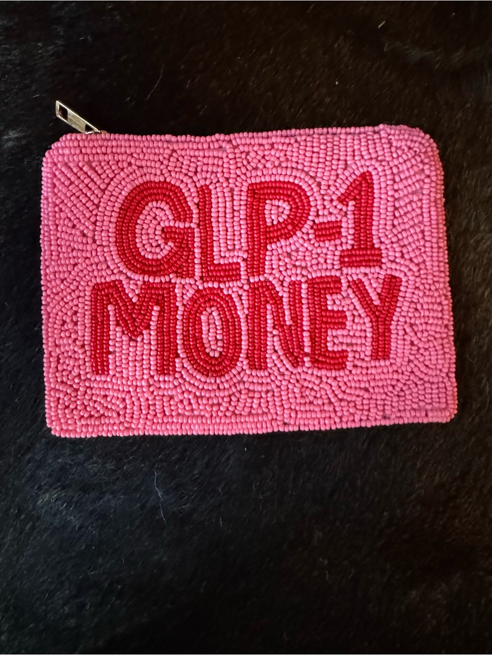 Pink Beaded GLP-1 MONEY Zip Pouch - Picture 1 of 1